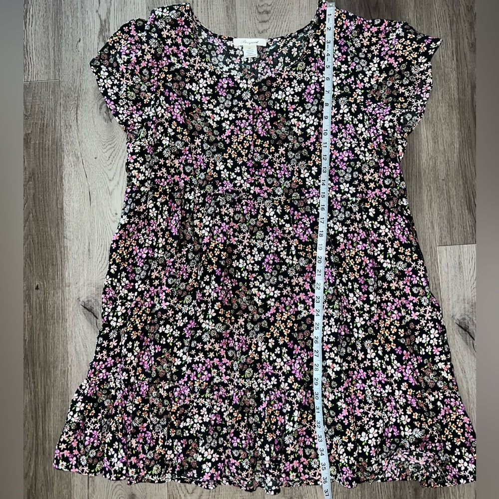 Passport Beautiful Floral Black and Pink Cottage Dress Size 2X - Picture 6 of 8